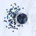 Lentejuelas holográficas negras de mariposa en frasco para nail art y decoración DIY - Frasco de Lentejuelas de Mariposa Láser Negro (HD-04)