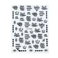 STZ-G030 3D nail art stickers with Russian text phrases and geometric patterns - Black Russian Artistic Font Series (STZ-G030)
