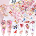 Bunte Schleifen-Nagelaufkleber Set mit Punkten und Streifen für DIY-Maniküre - Schleife Aufkleber Stil (1212)