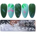 STZH-07 Nail stamping plate with flamingo and tropical leaf designs for summer manicure - Flamingo and Tropical Plants (STZH-07)
