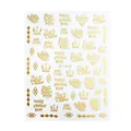 Golden embossed Russian text and geometric 3D nail art stickers model STZ-G030 - Gold Russian Artistic Font Series (STZ-G030)