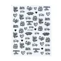 STZ-G031 3D nail stickers featuring black Russian text, hearts, and heartbeat line designs - Black Russian Inspirational Phrases Series (STZ-G031)
