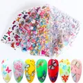 Bunte Schmetterlings- und Blumen-Nagelsticker für vielfältige Maniküre-Designs - Holografisch Schmetterling Blumen Stil (XK102)