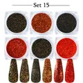 Set 15 de 6 polvos de purpurina para uñas con escamas de camaleón esmeralda, bronce y rojo - Serie Cálida Vibrante (#15)