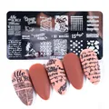 STZ-FB01 Nail Stamping Plate featuring retro text and musical notes patterns - Steel Plate Fb-01 (single Bare Piece)