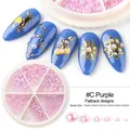 Detailed macro view of mixed size purple flatback nail art pearls in a storage case - Flatback Half Round Style (C) / Purple