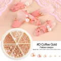 Flatback coffee gold nail pearls in mixed sizes 1.5-5mm with a six-grid round storage case - Flatback Half Round Style (D) / Coffee Gold