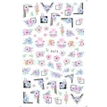 Stickers à ongles avec flamants roses et motifs botaniques colorés à l'aquarelle - Fleurs Aquarelle et Flamant Rose (F673)