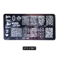 STZ-FB07 nail stamping plate with Eiffel Tower, hearts, and script love patterns - Handwritten English and Eiffel Tower (FB-07)