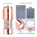 Rose gold double-headed nail stamper with clear silicone heads and champagne rhinestones - Champagne Rhinestone Style