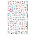 Adesivi per unghie F677 con farfalle colorate e motivi floreali di rose vintage - Farfalla Colorata e Fiori di Ciliegio (F677)