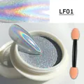 Detalle del set de polvo para uñas aurora LF01 con acabado láser holográfico y aplicador - Plata Láser (LF01)