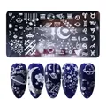 Celestial nail stamping plate with stars, planets, and UFO patterns, model STZ-FB12 - Steel Plate Fb-12 (single Bare Piece)
