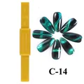 Detalle de herramienta magnética para uñas con muestras de efecto ojo de gato verde - Varilla Magnética Multifunción Amarilla (C-14)