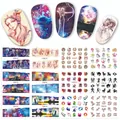 12-teiliges Nagelaufkleber-Set mit Tierkreiszeichen und Galaxiemustern mit 3D-Effekten - Tierkreis Sternenhimmel Universum Serie (BN493-504)