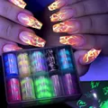 10-Farben Neon Flammen Nail Art Transferfolien Set in transparenter Box für DIY Maniküre - Fluoreszierender Flammenstil (B121)