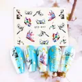 Water transfer nail stickers STZ-977 featuring watercolor butterfly and cat designs - Cat and Butterfly (STZ-977)