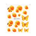 Floral butterfly nail water transfer sticker with yellow roses design STZ-971 - Yellow Rose and Butterfly (STZ-971)