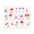 Waterproof nail art stickers with watercolor flowers, butterflies and faith hope love text - Watercolor Poppy and Text (STZ-973)
