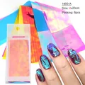 Détails macro de 8 films pour ongles aurora avec effet miroir de verre irisé - Style A (4cmx20cm)