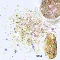 Onregelmatige laser nagel glitter vlokken in goud paars en groen SKU DJ04 - Veelkleurig Holografisch Gemengde Pailletten (DJ-04)