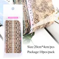 Brown snakeskin pattern nail art transfer foil stickers in 10-piece pack with retail pouch - Brown Python Pattern Style (1629)