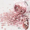 Roségoldene sechseckige Nagellack-Glitzerpartikel und Laser-Flakes im Tiegel - Roségold Gemischte Glitzerpailletten (DJ-11)
