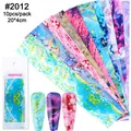 10pcs set of colorful marble aurora nail foil transfers size 20x4cm style #2012 - Aurora Marble Pattern Style (2012)