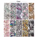 Set of 10 animal print nail transfer foils featuring leopard and zebra patterns - Transparent Leopard Animal Style
