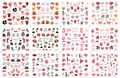 Lot de 12 autocollants nail art romantiques avec motifs roses rouges, lèvres et cœurs - Style Couple Romantique Mode (BN1549-1560)