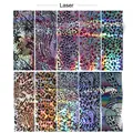 Assorted animal and floral print laser nail art foil transfer stickers in a 10-piece set - Laser Holographic Leopard Snake Style
