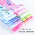 Holographic marble and starry sky nail transfer foil set, 10 pieces of 20x4cm stickers - Dreamy Starry Sky Marble Style (190679)