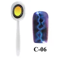 Imán para uñas C-06 con mango blanco y efecto de ojos de gato azul galaxia brillante - Imán con Patrón de Ondas (C-06)