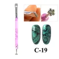 Imán de uñas cat eye C-19 de doble punta con cabezal floral y mango degradado rosa suave - Bolígrafo Magnético de Flores Degradadas (C-19)