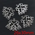 Detail of 4-piece vintage alloy charms with intricate baroque flower patterns, 26x30mm size - Vintage Baroque Hollow Carved Style (R7-24)
