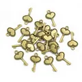 Set of vintage bronze alloy heart key pendants for DIY necklaces and bracelet jewelry - Bronze