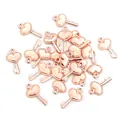 Detail of rose gold alloy heart key pendants with beaded edges for DIY jewelry making - Rose Gold
