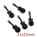 Punk style guitar skull alloy pendant in black coating, size 31x11mm DIY accessories - 31x11mm