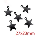 Matte black star-shaped alloy pendant charms 27x23mm for DIY jewelry making - 27x23mm