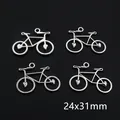 Set of four vintage silver alloy bicycle charms with heart-shaped wheels, size 24x31mm - Bicycle With Heart Wheels