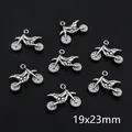 Vintage silver motorcycle charms made of alloy for DIY jewelry, size 19x23mm - Motorcycle
