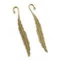 Vintage bronze alloy feather pendants for DIY necklaces and bracelets, 116x13mm size - Bronze