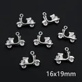 Set of retro silver alloy motor scooter charms for DIY jewelry making, size 16x19mm - Scooter