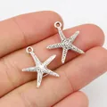Starfish alloy pendant set in antique silver finish for DIY jewelry necklaces and bracelets - Antique Silver