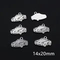 Retro silver alloy car charms for DIY jewelry 14x20mm pack of six pieces - Vintage Car