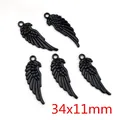 DIY black wing alloy pendant set 34x11mm for necklace and bracelet jewelry making - 34x11mm
