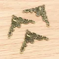 Vintage bronze alloy flower pendant connector with peacock relief for DIY jewelry - Bronze
