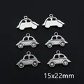 Antique silver alloy vintage car charms for DIY necklaces 15x22mm in 6-piece pack - Classic Car