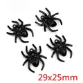 Set of four 29x25mm matte black spider alloy pendants for DIY jewelry making - 29x25mm