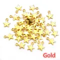Star-shaped gold alloy pendants for DIY jewelry making with built-in hanging loops - Gold